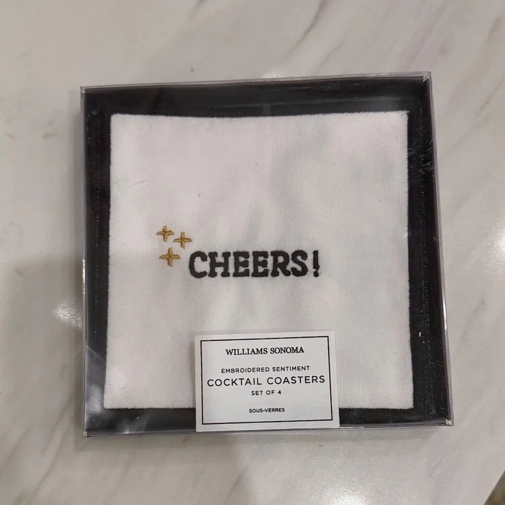 NWT Williams Sonoma Embroidered Coasters